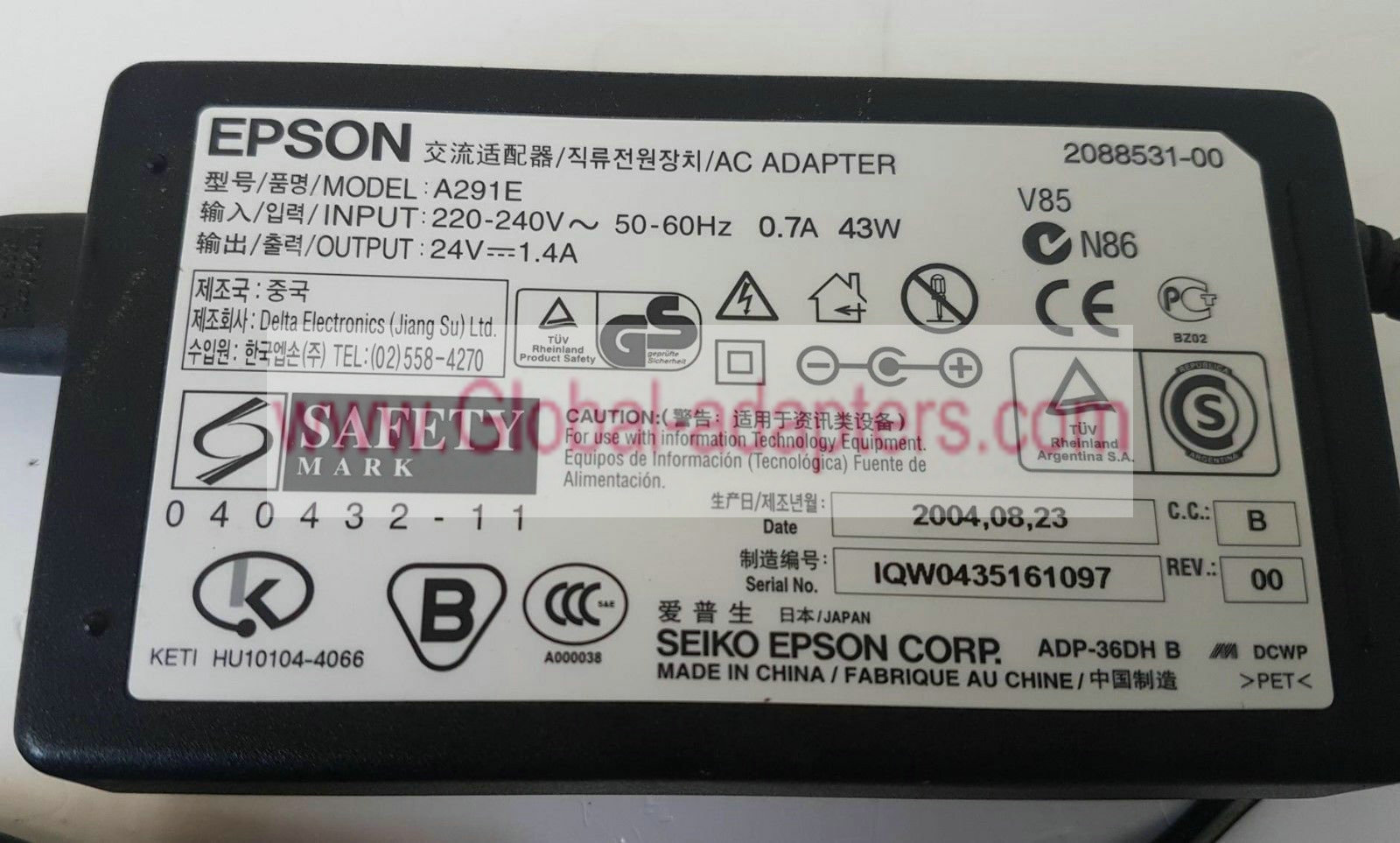 New Epson 24V 1.4A A291E ac adapter power supply for Epson 3170 3490 3590 4180 4490 Scanner - Click Image to Close